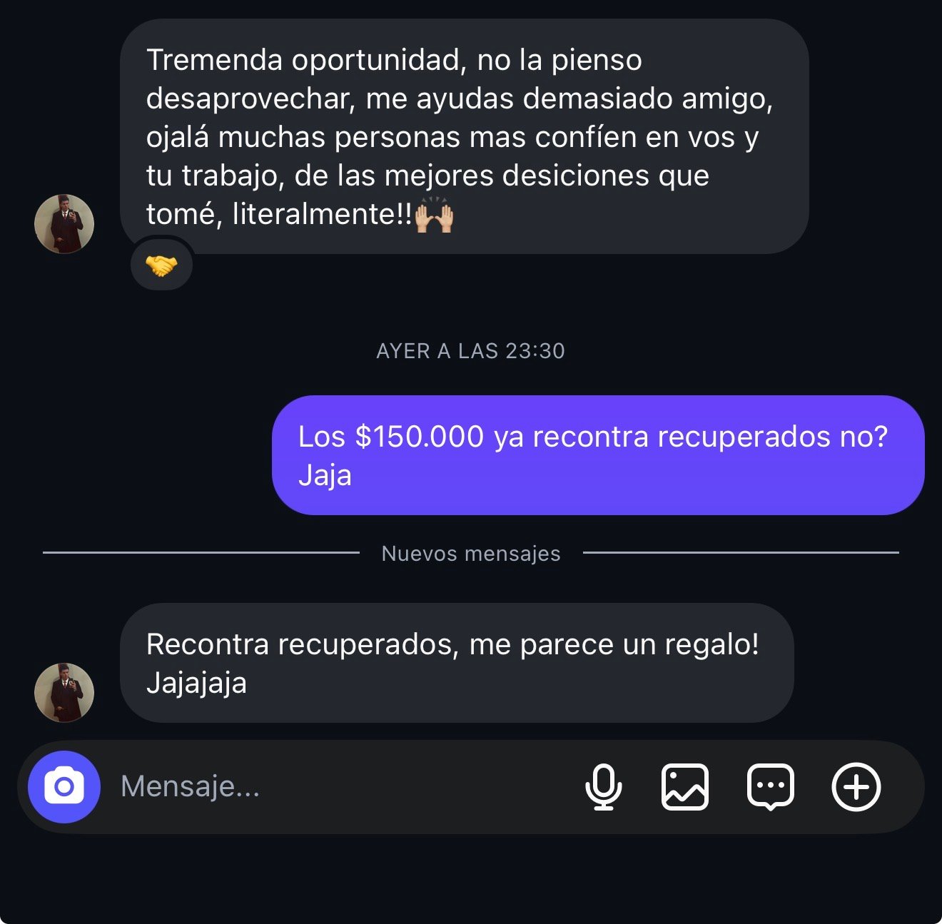 Angel: Tremenda oportunidad, de las mejores decisiones que tomé — recontra recuperados, me parece un regalo