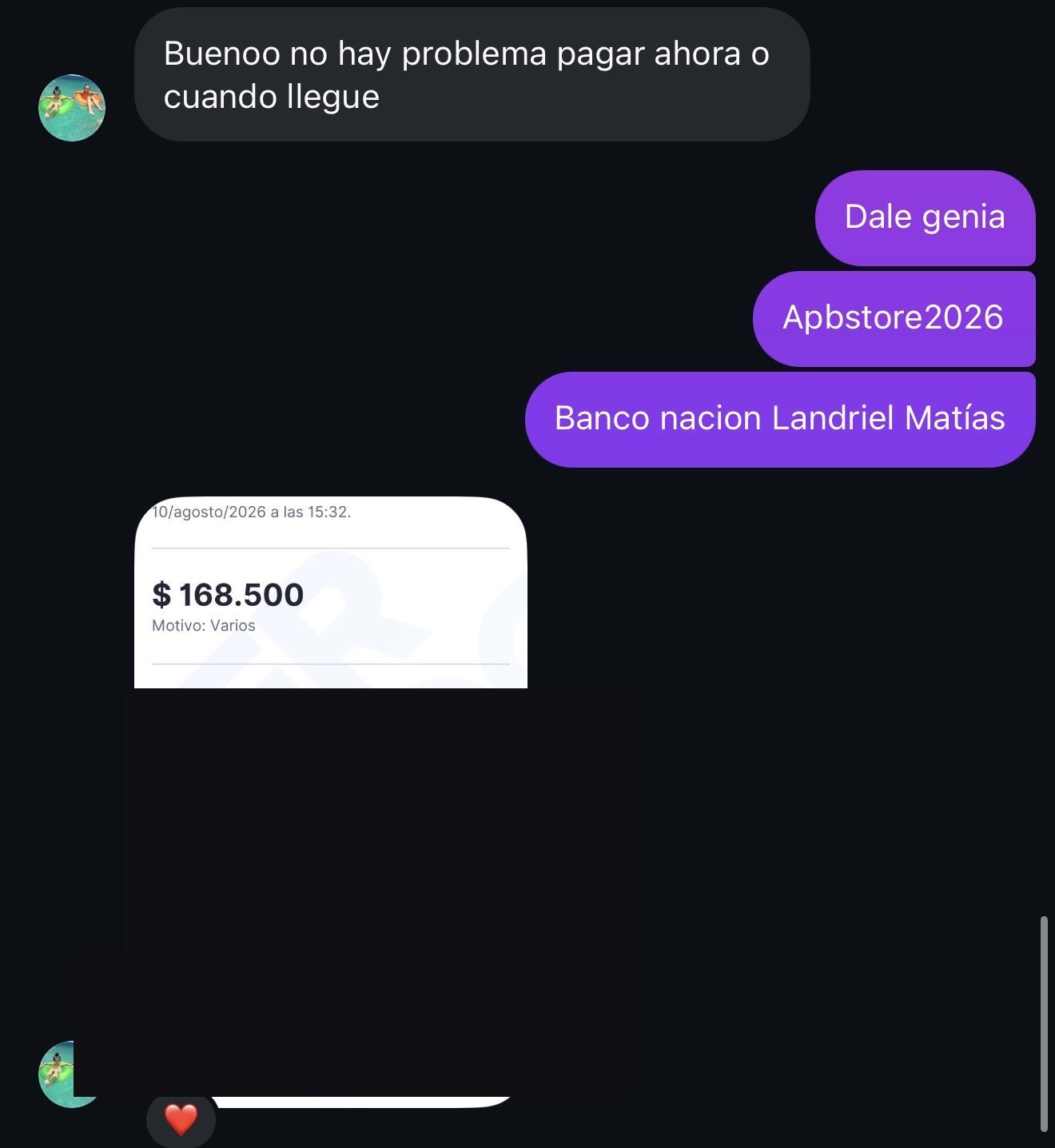 Chat real: cliente paga $168.500 vía Mercado Pago antes de recibir el producto