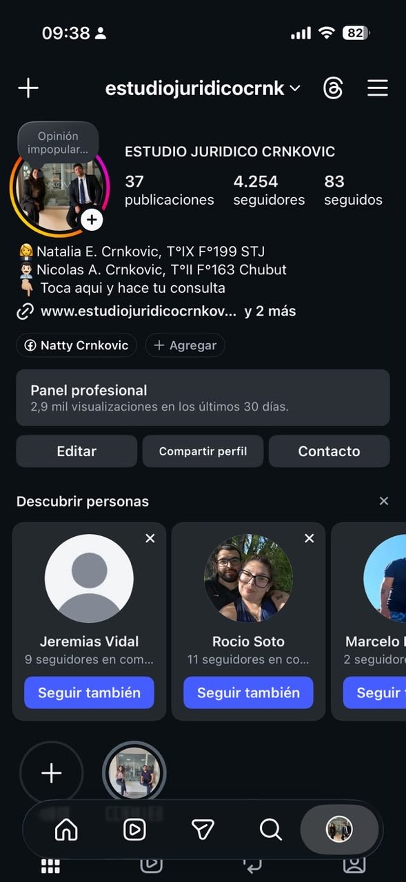 Perfil antes: 4.254 seguidores